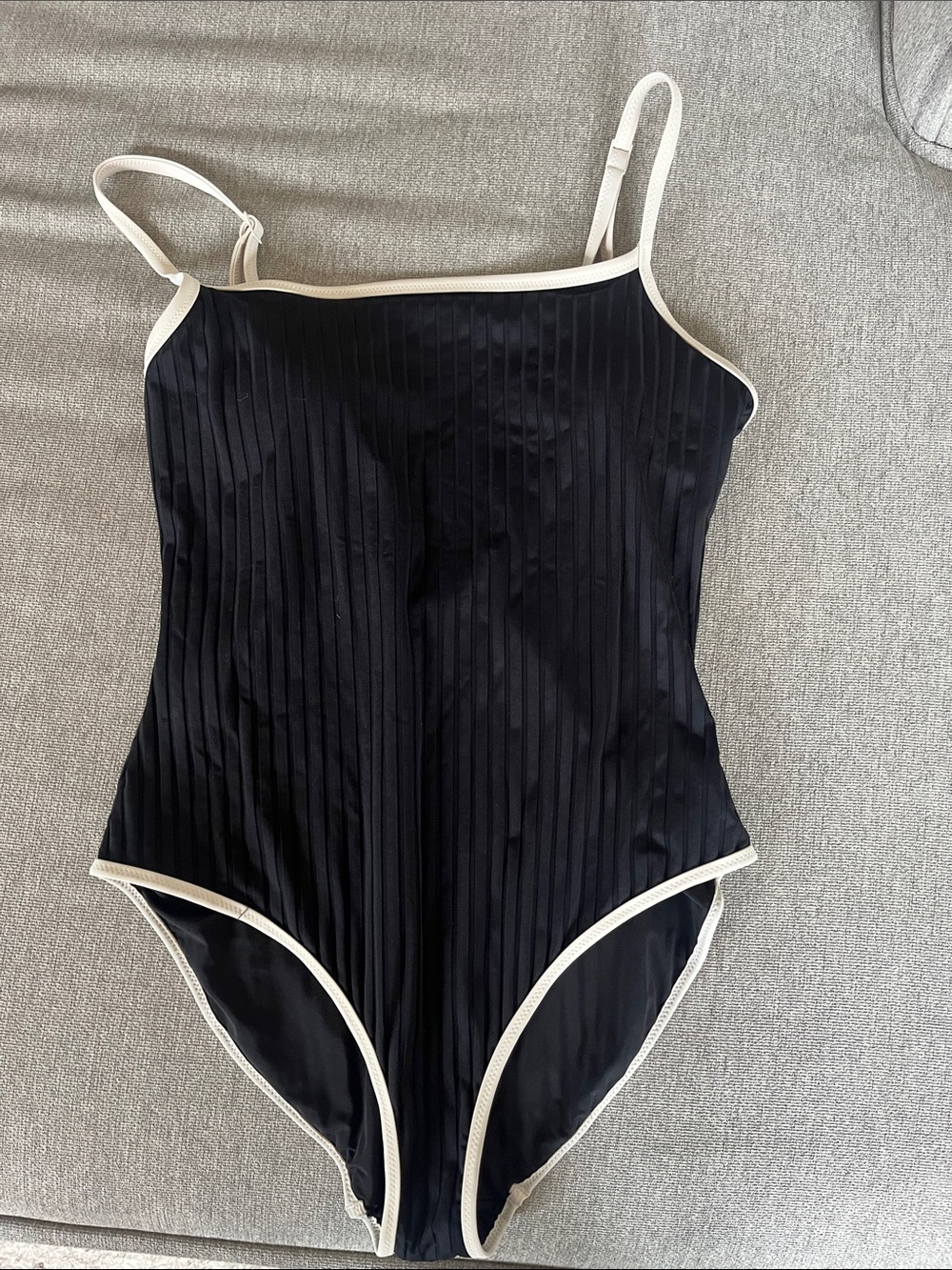 Aerie Black and Cream Trim One-Piece Swimsuit